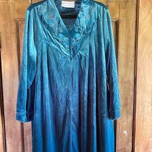 Teal Embroidered Long Sleeve Dress